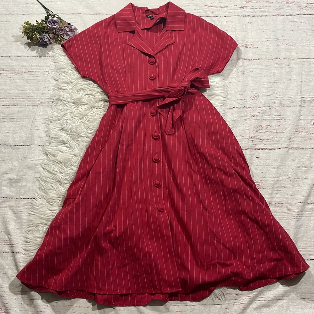 J. Peterman Red Midi Dress